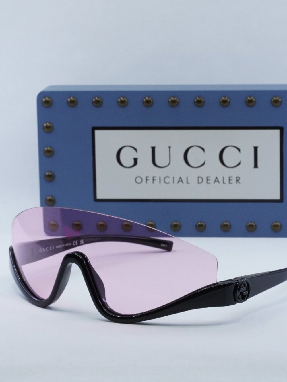 Gucci GG1650S 002 Shield Sunglasses - Black / Pink